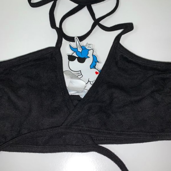 I heart raves black wrap top - Picture 3 of 4